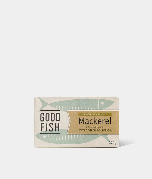 Good Fish Mackerel Fillets in Organic Extra Virgin Olive Oil 120g