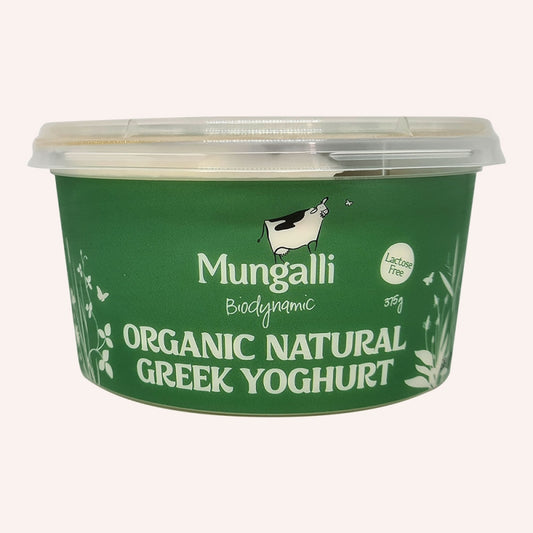 Mungalli Biodynamic Organic Lactose Free Natural Greek Yoghurt 375g