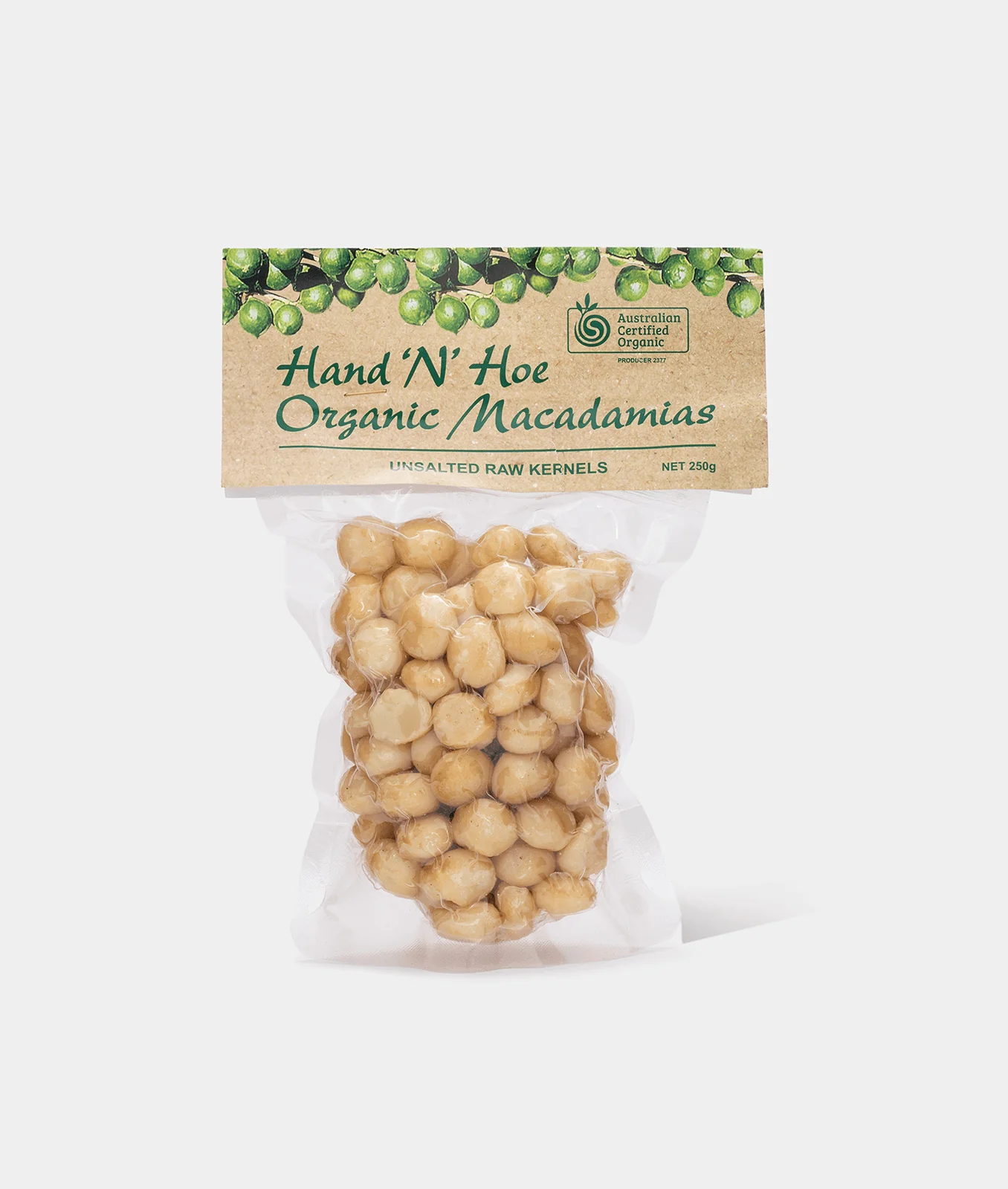 Hand 'N' Hoe Organic Raw Macadamias 250g