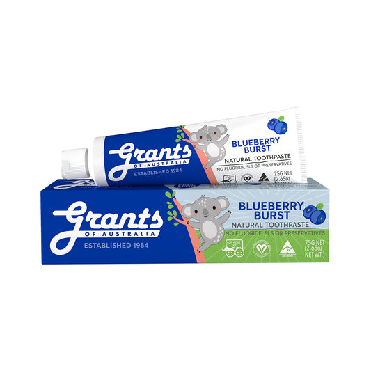 Grants Toothpaste Kids Natural Toothpaste Blueberry Burst Fluoride Free 75g