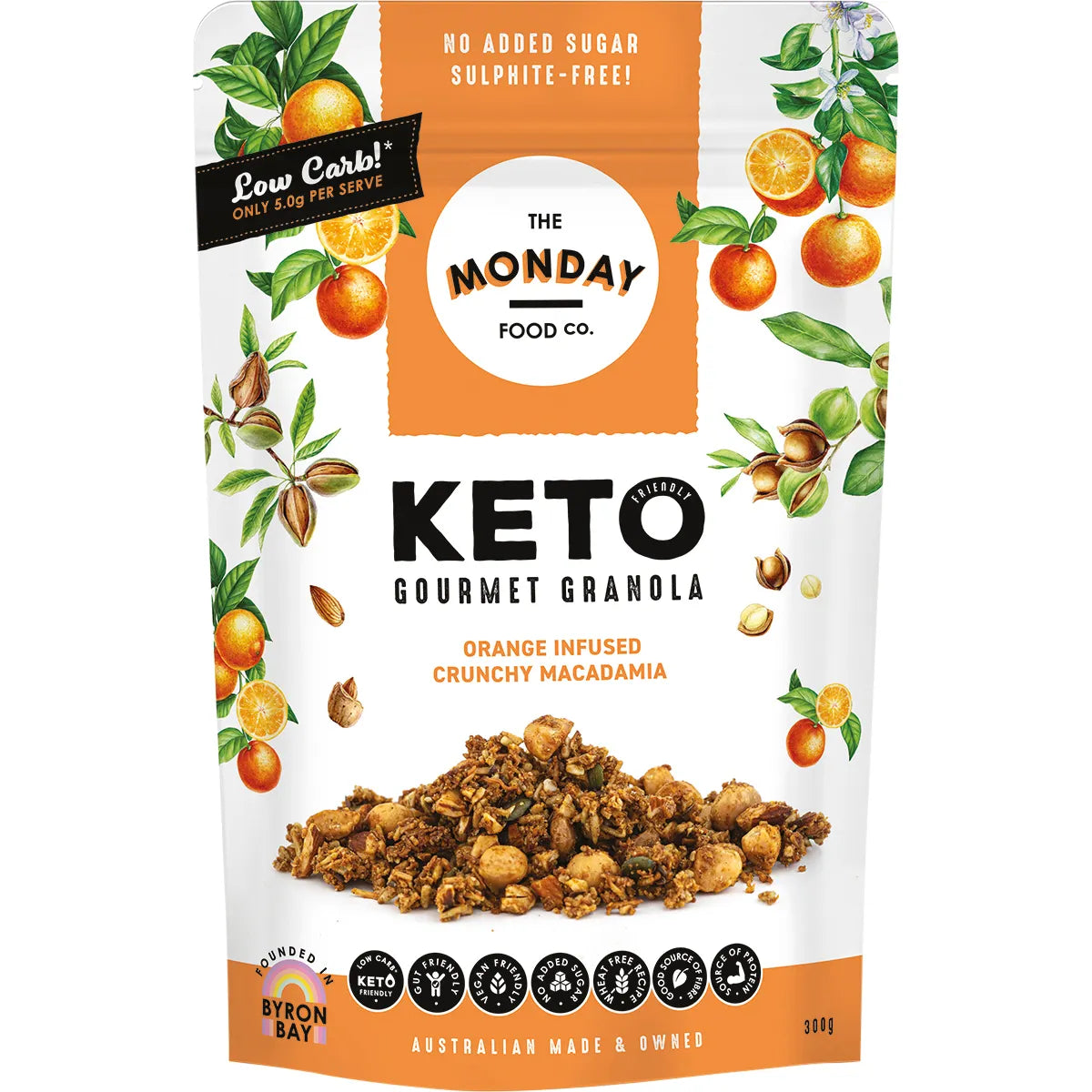 The Monday Food Co. Keto Gourmet Granola Orange Infused Crunchy Macadamia 300g
