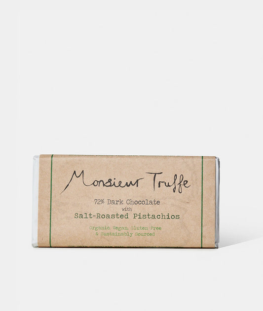 Monsieur Truffe 72% Dark Chocolate Salt Roasted Pistachios 80g