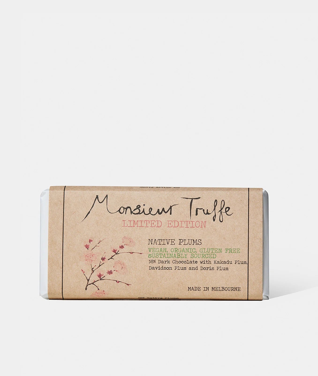 Monsieur Truffe 58% Dark Chocolate Native Plums 90g