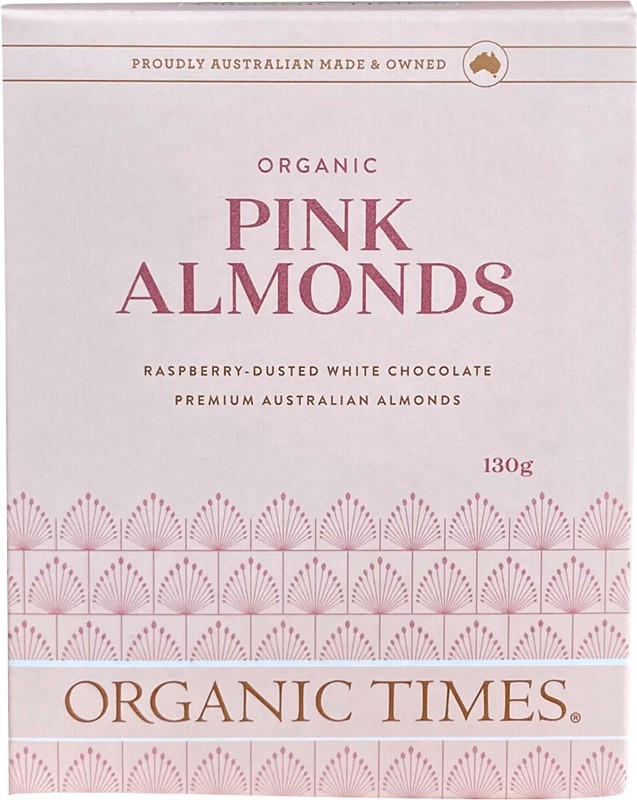 Organic Times Chocolate Pink Almonds 130g