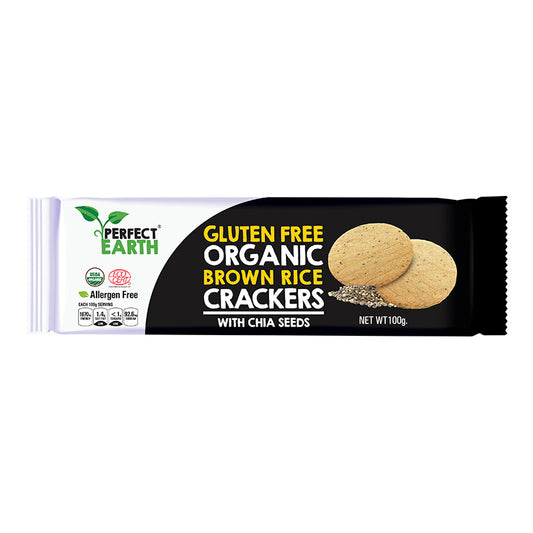 Perfect Earth Organic Brown Rice Crackers with Chia 100g