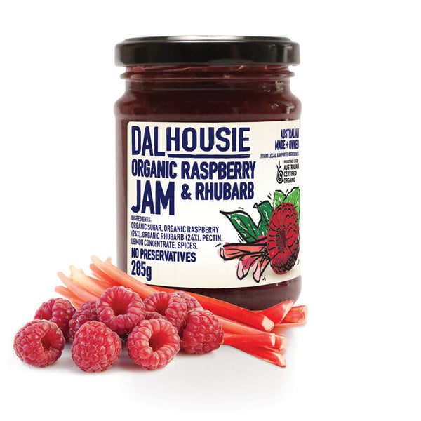 Dalhousie Organic Raspberry & Rhubarb Jam 285g – Camberwell Wholefoods