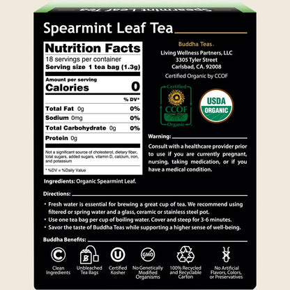 Buddha Teas Organic Spearmint Leaf Tea 18 Bags